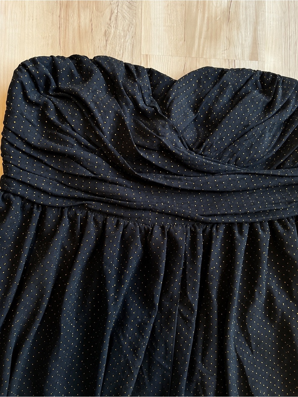 Lane Bryant Black & Gold Polka Dot Strapless Cocktail Dress Size 14 - Picture 7 of 9